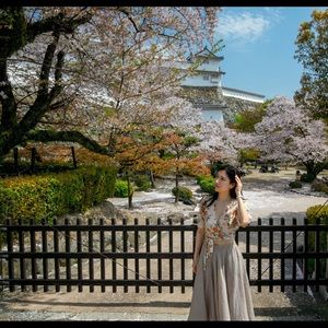 Reformation floral beige wrap crop top